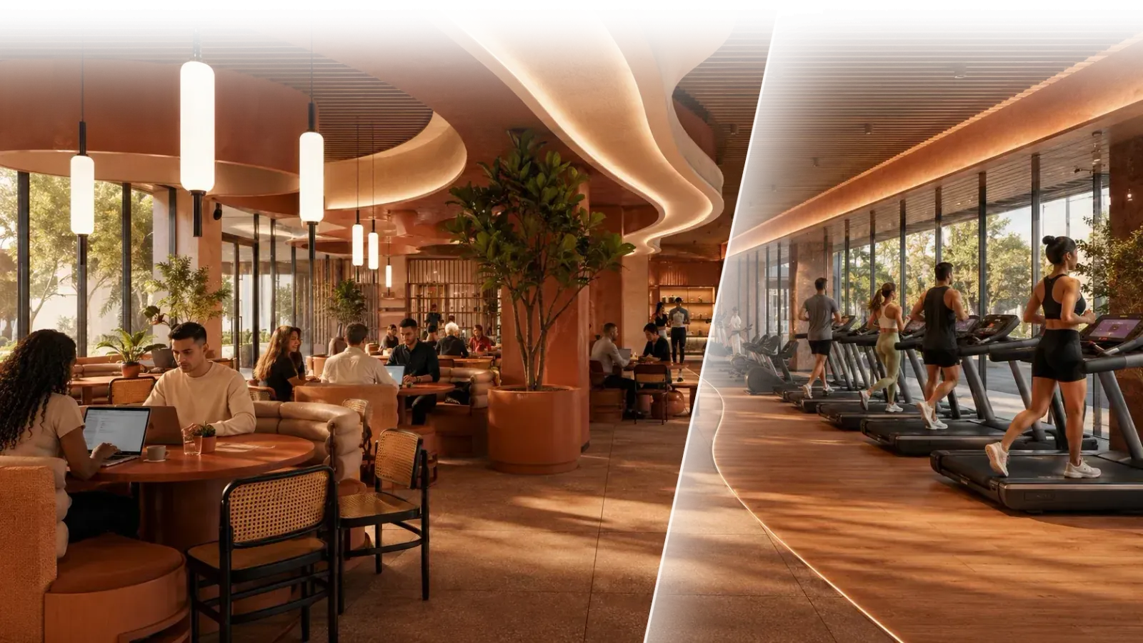 Không gian tầng 2: thư viện và phòng gym