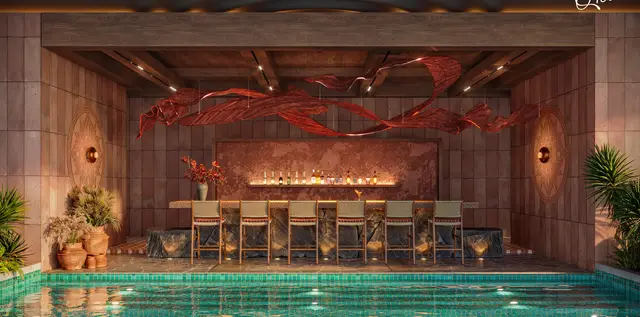 Bar hồ bơi tầng 21, phối cảnh Q'Terra