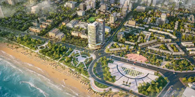 Phối cảnh Q'Terra và quảng trường nhìn từ trên cao
